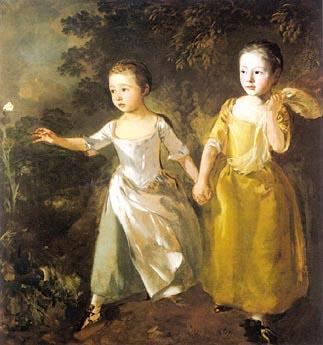 Thomas Gainsborough The Painter Daughters Chasing a Butterfly Germany oil painting art